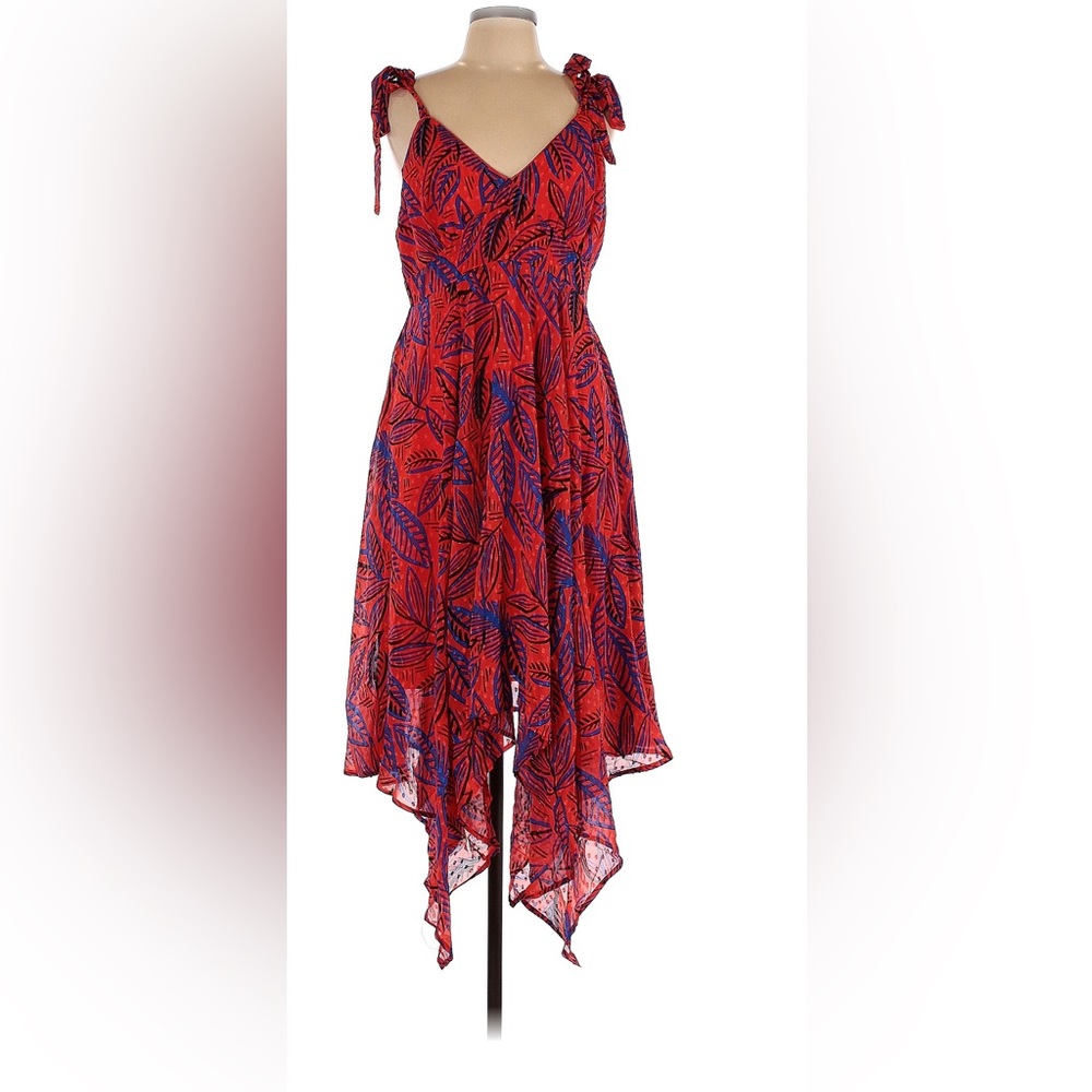 ALEXIS Botanical Tie Strap Asymmetrical Hem Dress Size Medium